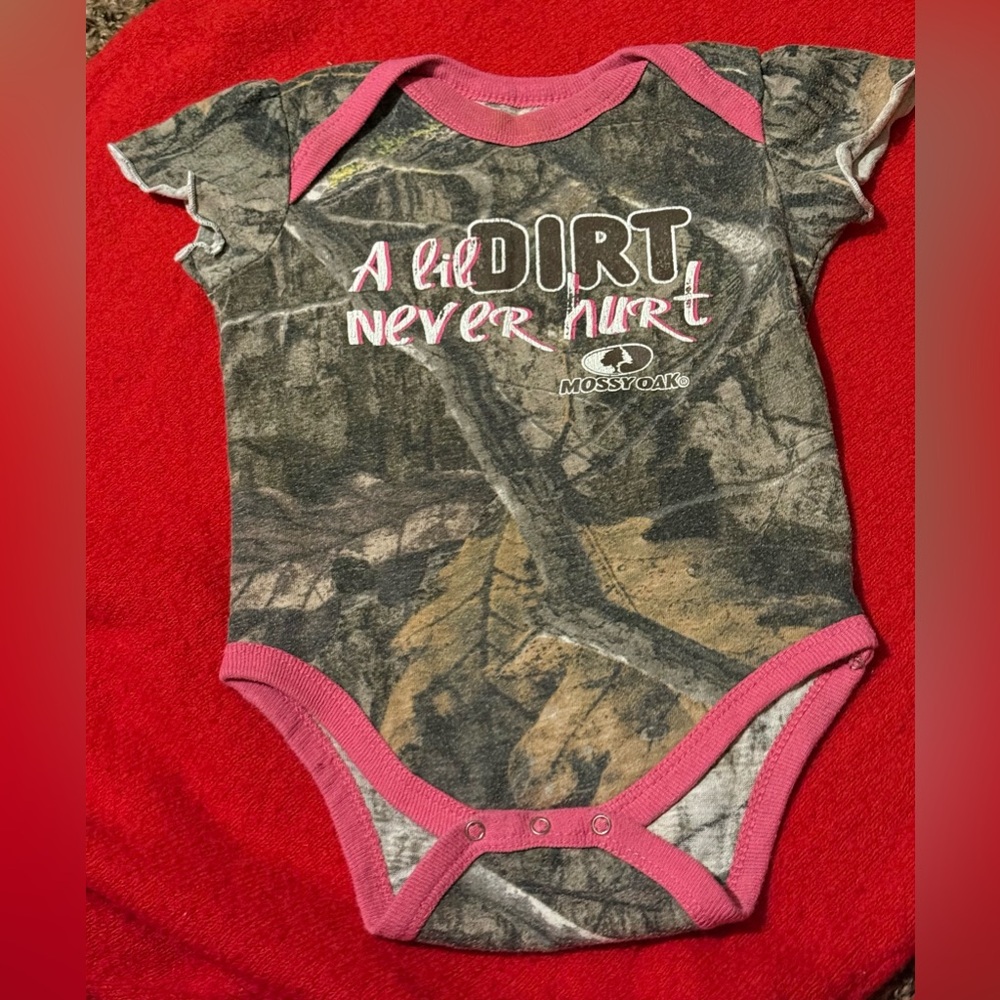 Mossy Oak Camouflage and Pink Kids Bodysuit